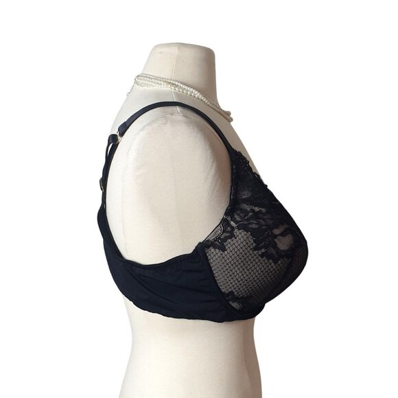 City Chic Women's 44DD Bra Black Lace Plunge Lightly Lined Underwire Everyday - Picture 2 of 6